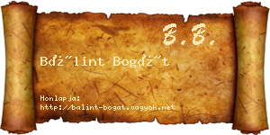 Bálint Bogát névjegykártya